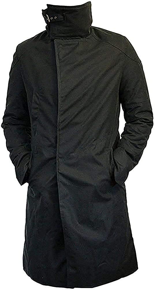 Jorde Calf Men's Blade Runner 2049 Ryan Gosling Long Black Coat-Officer K Jacket Trench Coat-Men's Lambskin Leather Coat-Black Long Coat