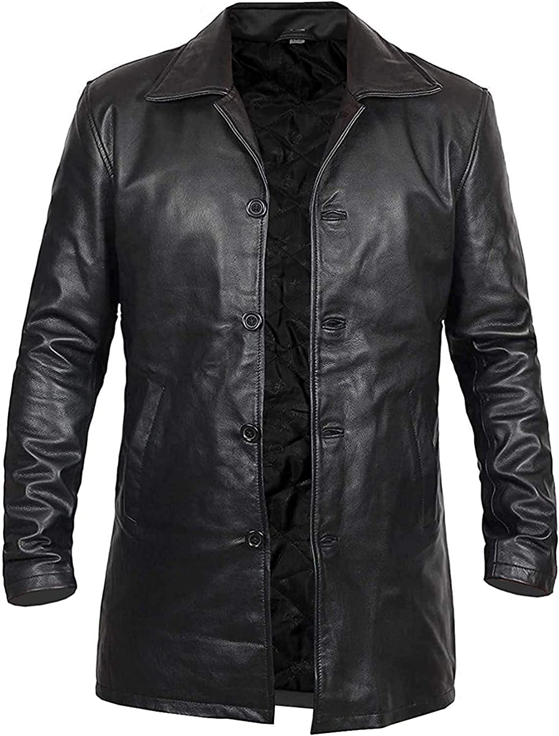 Jorde Calf Mens Distressed Long Coat -Real Leather Long Coat Men's- Classic Leather Blazer- men's trench coat long - trench coat men