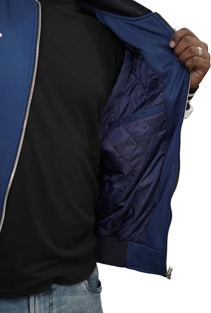 mens college style bomber jacket outfit