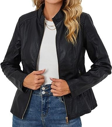 Women’s_ Black_ Stand_ Collar_ Leather_ Jacket