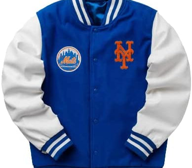 Jorde Calf Men's Varsity NY Letterman Mets Basketball Bomber Style Jacket