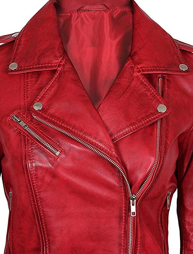Women’s_ Red_ Biker_ Leather_ Jacket