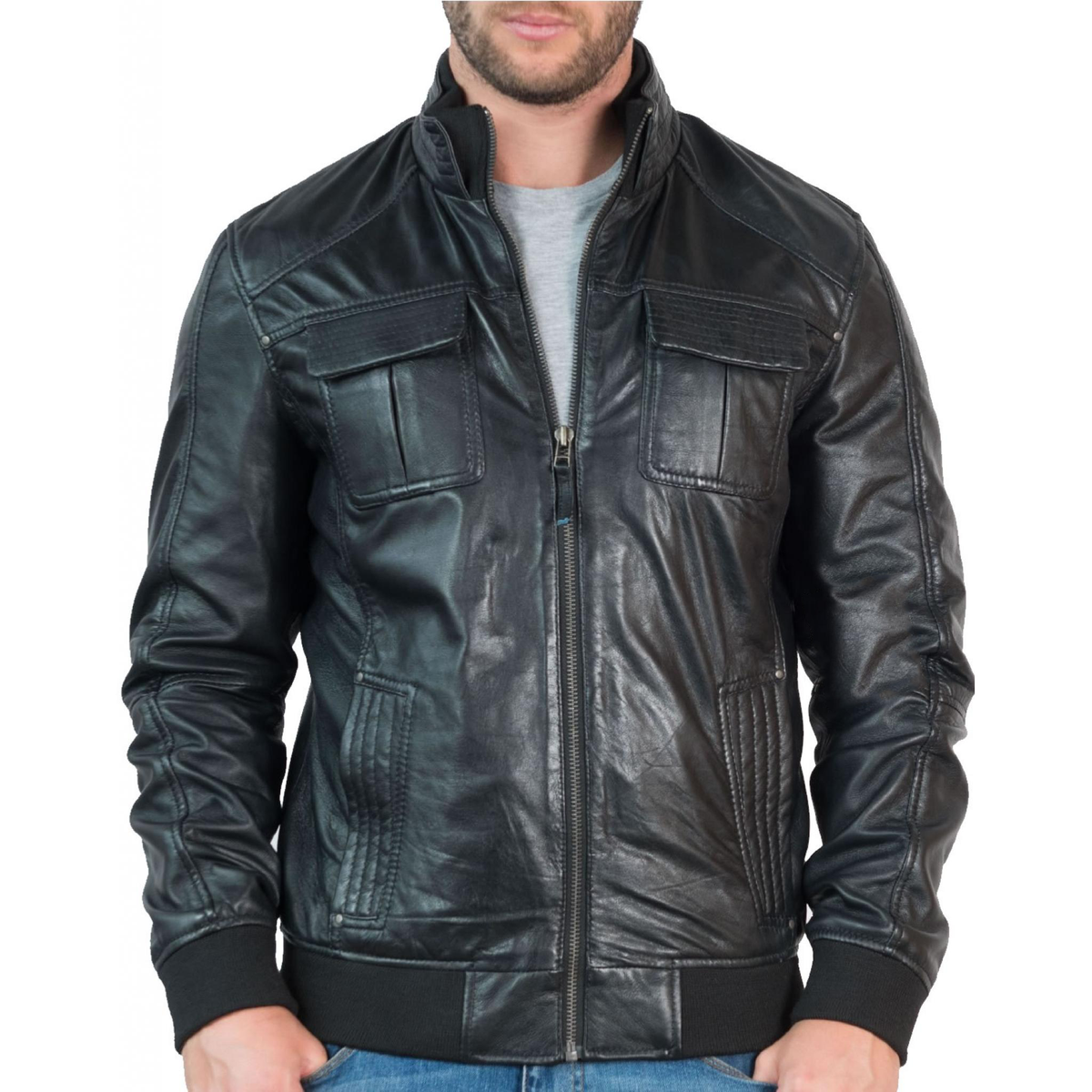 Men’s_ Vintage_ Black_ Biker_ Jacket