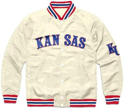white Jorde Calf Men’s Kansas Varsity Style Letterman Bomber Jacket
