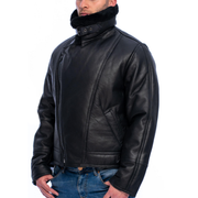 Jorde Calf Men's Classic Luxury Shearling Fur Raf Aviator Rust Sheepskin Leather Flying Jacket For men.