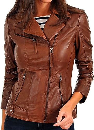 Jorde Calf Women’s Vintage Lambskin Biker Style Leather Jacket | Motorcycle Moto Casual Genuine Leather Jacket For Women.