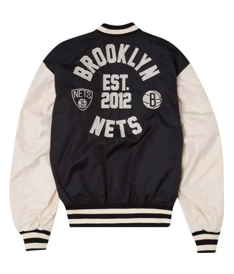 Jorde Calf Men’s Basketball Brooklyn Bomber Jacket | Lightweight Baseball Letterman Nets Varsity Jacket For Men