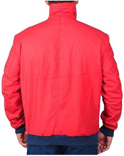 Jorde Calf Men’s Baywatch Red David Hasselhoff Jacket | Life Guard Beach Style Red Cotton Bomber Jacket For Men.