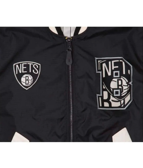 Jorde Calf Men’s Basketball Brooklyn Bomber Jacket | Lightweight Baseball Letterman Nets Varsity Jacket For Men
