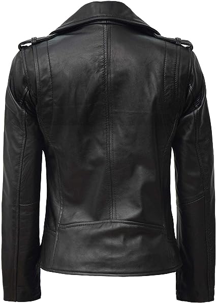 Jorde Calf Women’s Black Asymmetrical Casual Leather Jacket | Slim Fit Motorcycle Lambskin Leather Jacket For Women