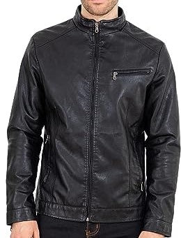 Jorde Calf Men’s Black Slim Fit Stand Up Collar Leather Jacket | Classic Motorcycle Biker Genuine Leather Jacket For Men.