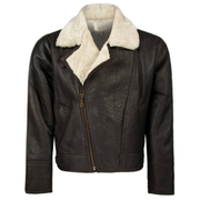 Jorde Calf Men's Classic Luxury Shearling Fur Raf Aviator Rust Sheepskin Leather Flying Jacket For men.
