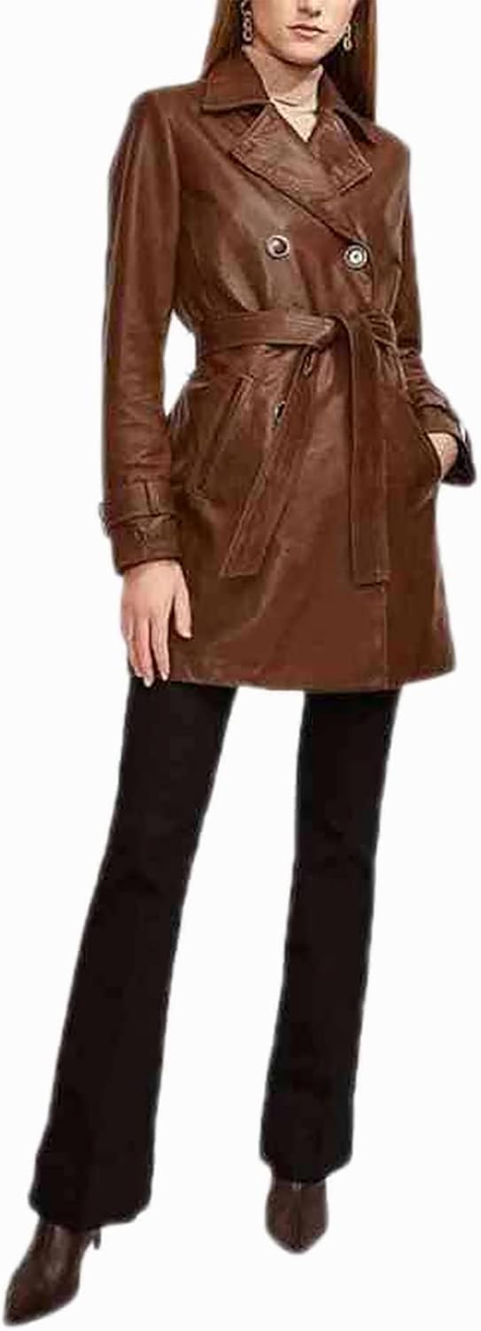 Jorde Calf Women Genuine leather jackets-3 4 Length ladies Leather Coat-Trench coat for women-Women’s’/ Classic Mac Coat