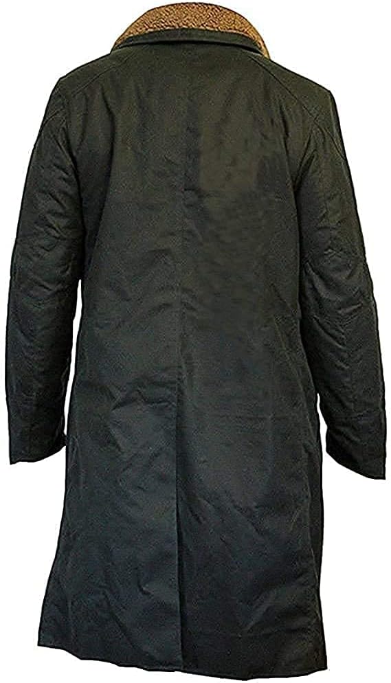 Jorde Calf Men's Blade Runner 2049 Ryan Gosling Long Black Coat-Officer K Jacket Trench Coat-Men's Lambskin Leather Coat-Black Long Coat