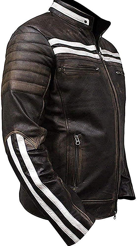 Jorde Calf Men’s Vintage Cafe Racer Retro 2 | Black Retro Moto Distressed Genuine Leather Jacket| Vintage Style Motorcycle Black Jacket