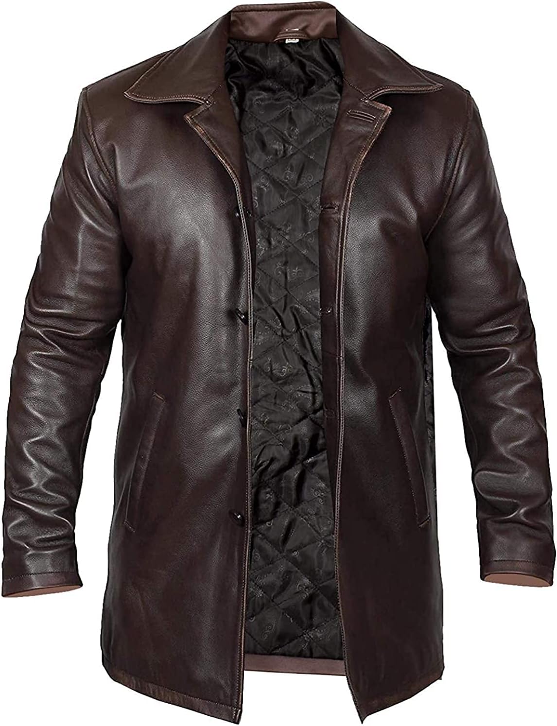 Jorde Calf Mens Distressed Rust Coat -Real Leather Long Coat Men's- Classic Leather Blazer- men's trench coat long - trench coat men (Brown, XS)
