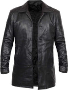 Jorde Calf Mens Distressed Long Coat -Real Leather Long Coat Men's- Classic Leather Blazer- men's trench coat long - trench coat men