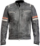 Jorde Calf Men’s Vintage Cafe Racer Retro 2 | Black Retro Moto Distressed Genuine Leather Jacket| Vintage Style Motorcycle Black Jacket