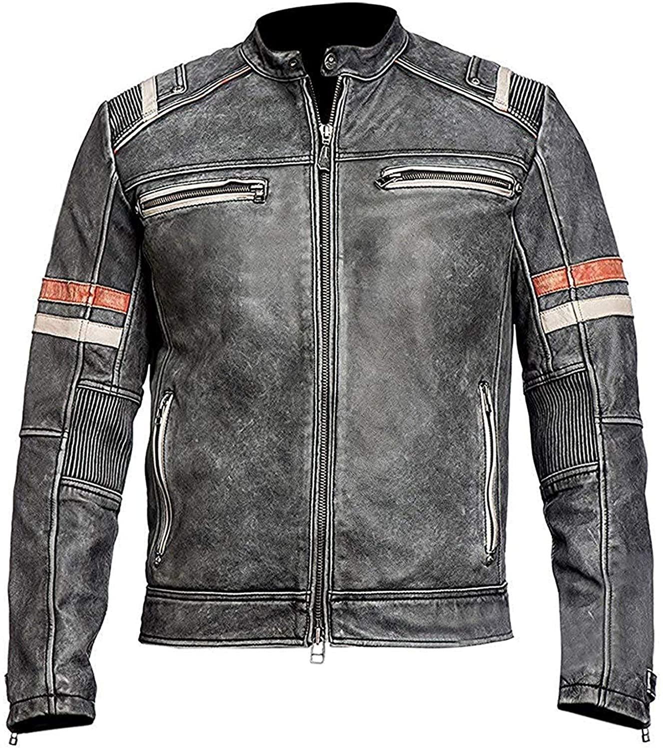 Jorde Calf Men’s Vintage Cafe Racer Retro 2 | Black Retro Moto Distressed Genuine Leather Jacket| Vintage Style Motorcycle Black Jacket