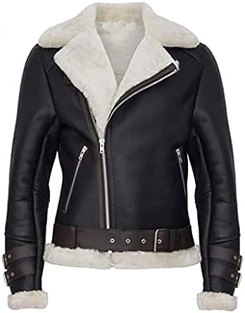 Women’s_ Black_ Fur_ Collar_ Leather_ Jacket