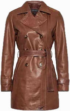 Jorde Calf Women Genuine leather jackets-3 4 Length ladies Leather Coat-Trench coat for women-Women’s’/ Classic Mac Coat