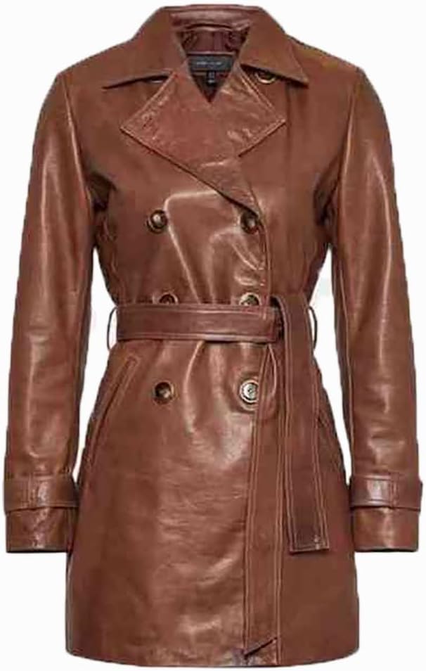Jorde Calf Women Genuine leather jackets-3 4 Length ladies Leather Coat-Trench coat for women-Women’s’/ Classic Mac Coat
