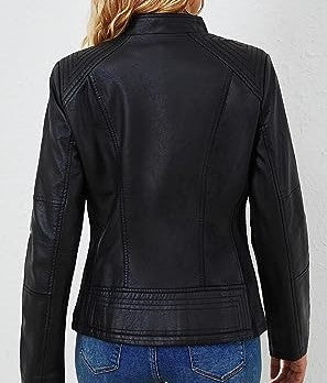 Women’s_ Black_ Stand_ Collar_ Leather_ Jacket