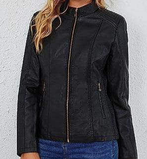 Women’s_ Black_ Stand_ Collar_ Leather_ Jacket