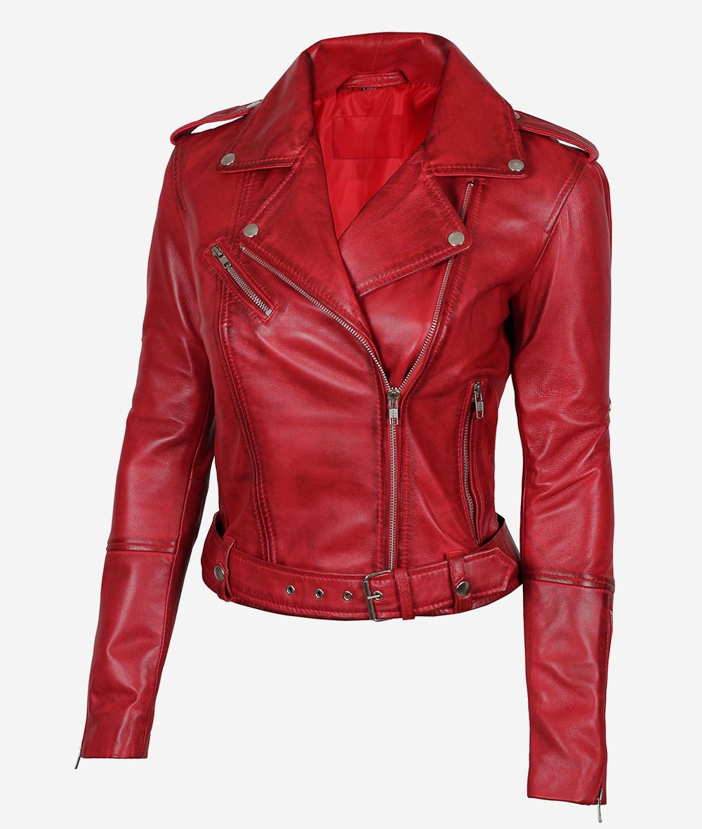 Women’s_ Red_ Biker_ Leather_ Jacket