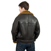 Jorde Calf Men's Classic Luxury Shearling Fur Raf Aviator Rust Sheepskin Leather Flying Jacket For men.