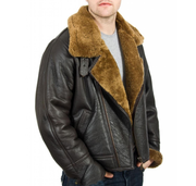 Jorde Calf Men's Classic Luxury Shearling Fur Raf Aviator Rust Sheepskin Leather Flying Jacket For men.