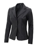 Jorde Calf Women’s Black Leather Blazer Jackets